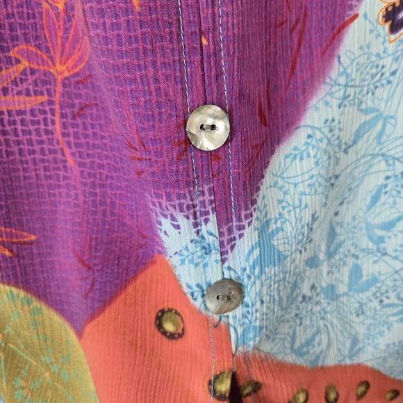 VTG Maggie Sweet Maxi Skirt Sz 1X Multicolor Patchwork Pull On Front Slit Boho - Picture 4 of 11